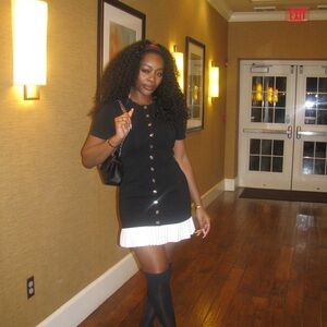 Black Ribbed Button-Front Short Sleeve Dress - Women